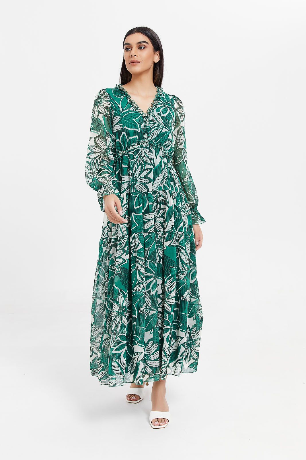 Women Green Floral Print Dress sold by Redtag