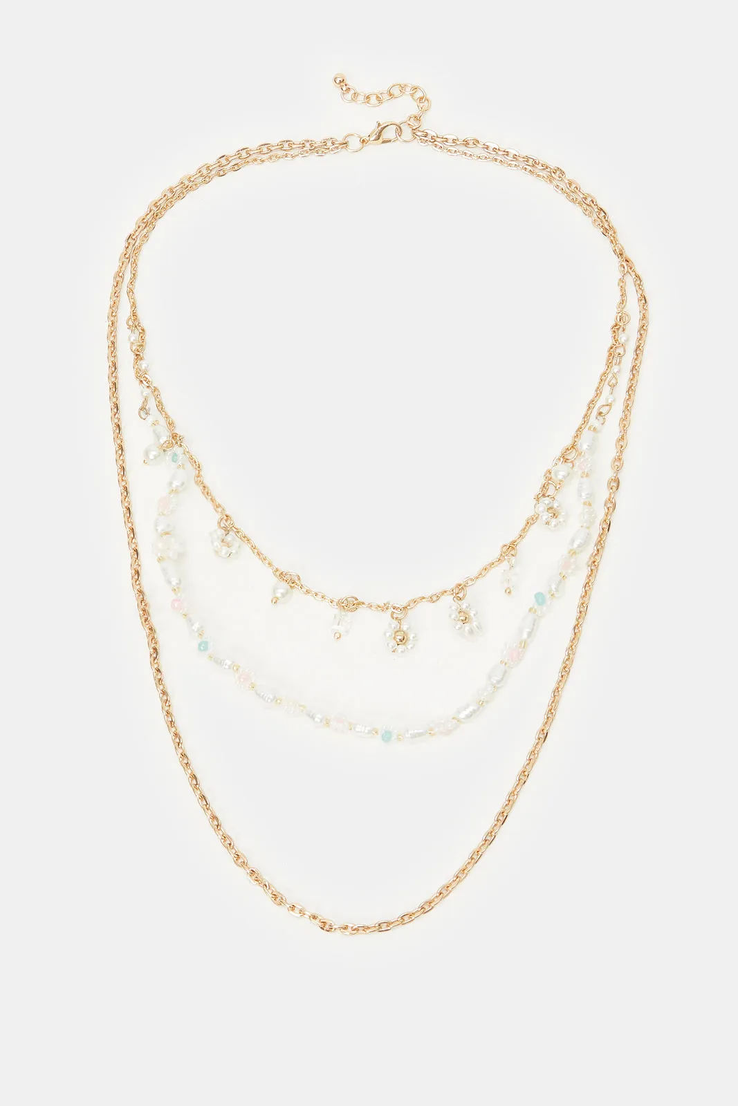 Women Gold Pearl Embellished Necklace sold by Redtag