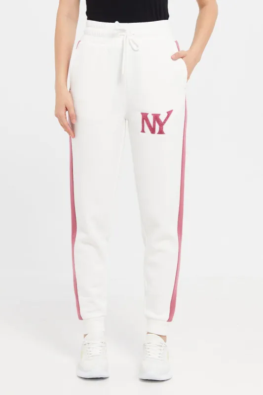 Women White Embroidery Joggers sold by Redtag