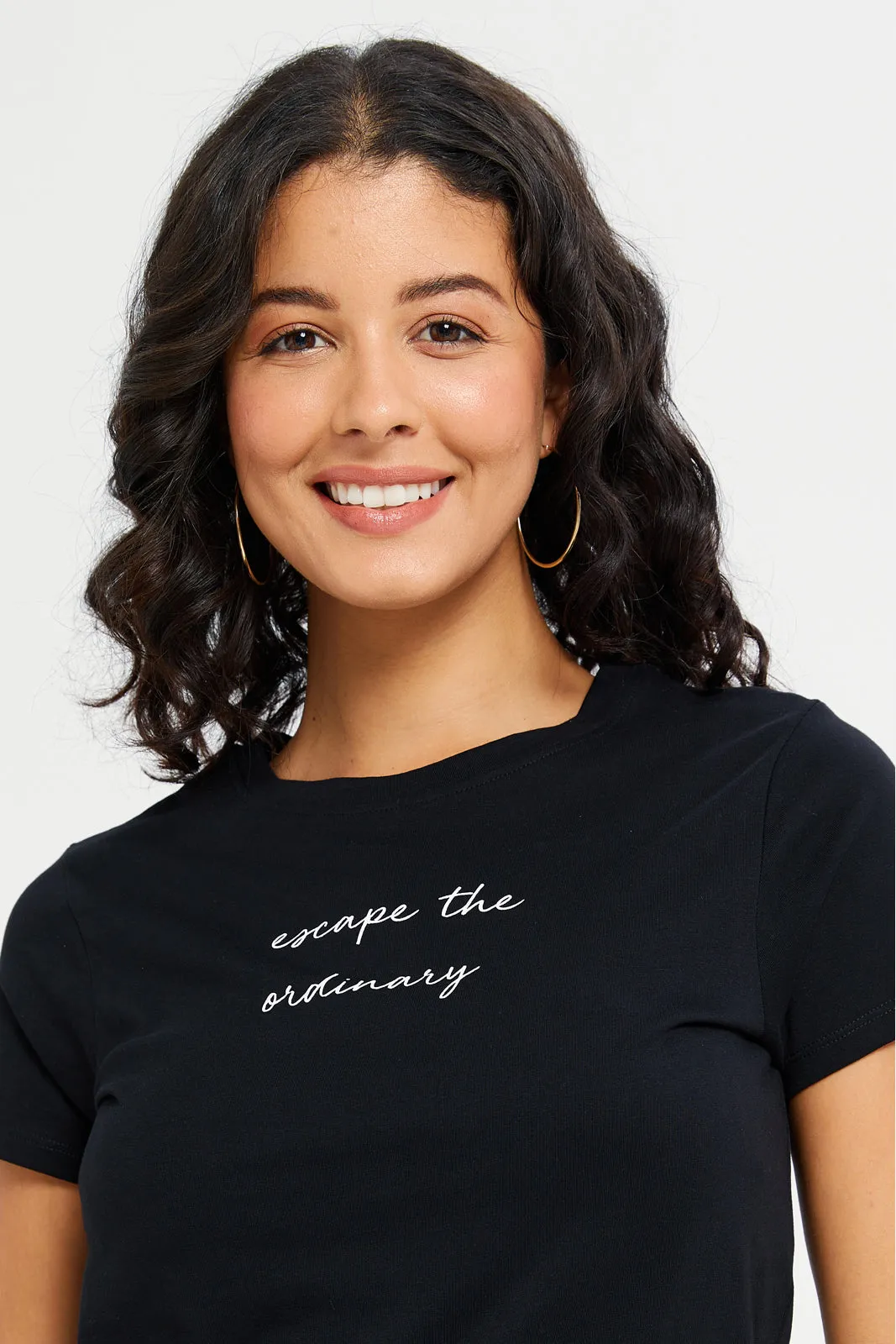 Women Black Lady Art Printed T-Shirt sold by Redtag product image thumbnail 4