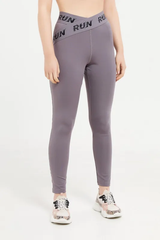 Women Charcoal Active Legging With Tape Waistband sold by Redtag
