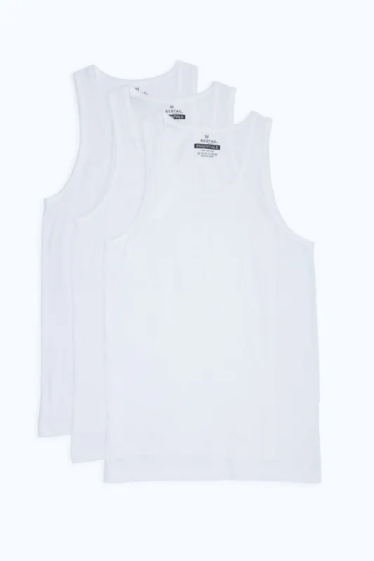 White 3-Pack Sleeveless Vest sold by Redtag