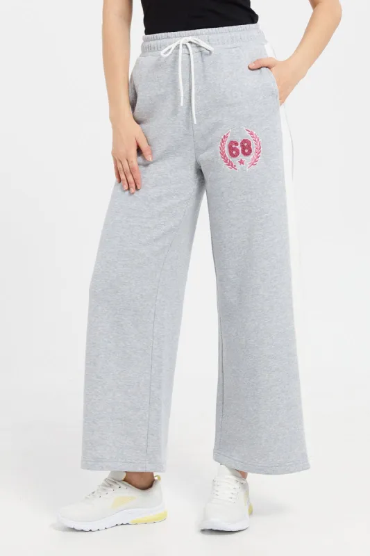 Women Grey Embroidery Wide Leg Active Pants sold by Redtag