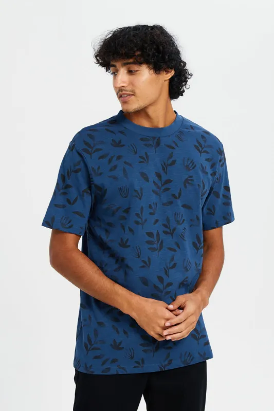 Men Blue Printed T-Shirt sold by Redtag