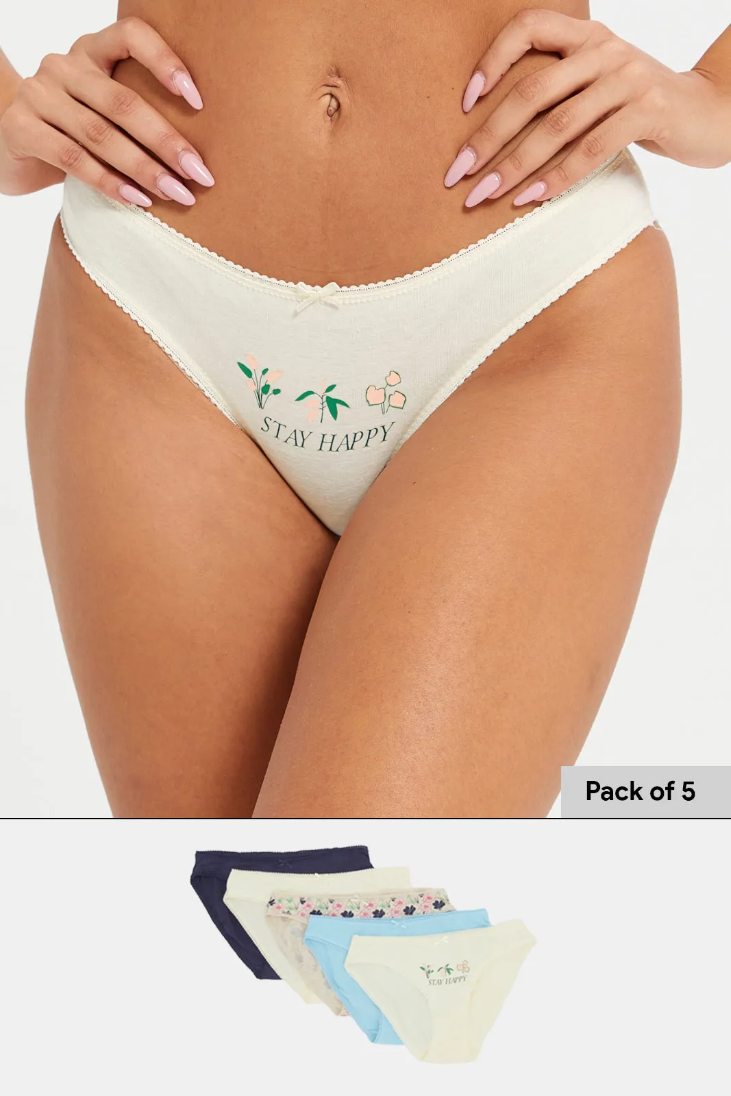Women Assorted Plain And Printed Bikini Fit Brief Set (Pack Of 5) sold by Redtag