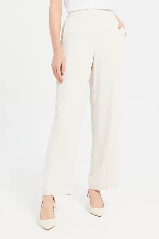 Women Ivory Wide Leg Trousers sold by Redtag