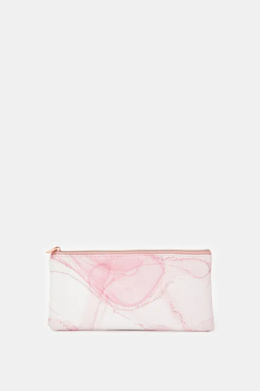 Pink And Gold Printed Pencil Case sold by Redtag