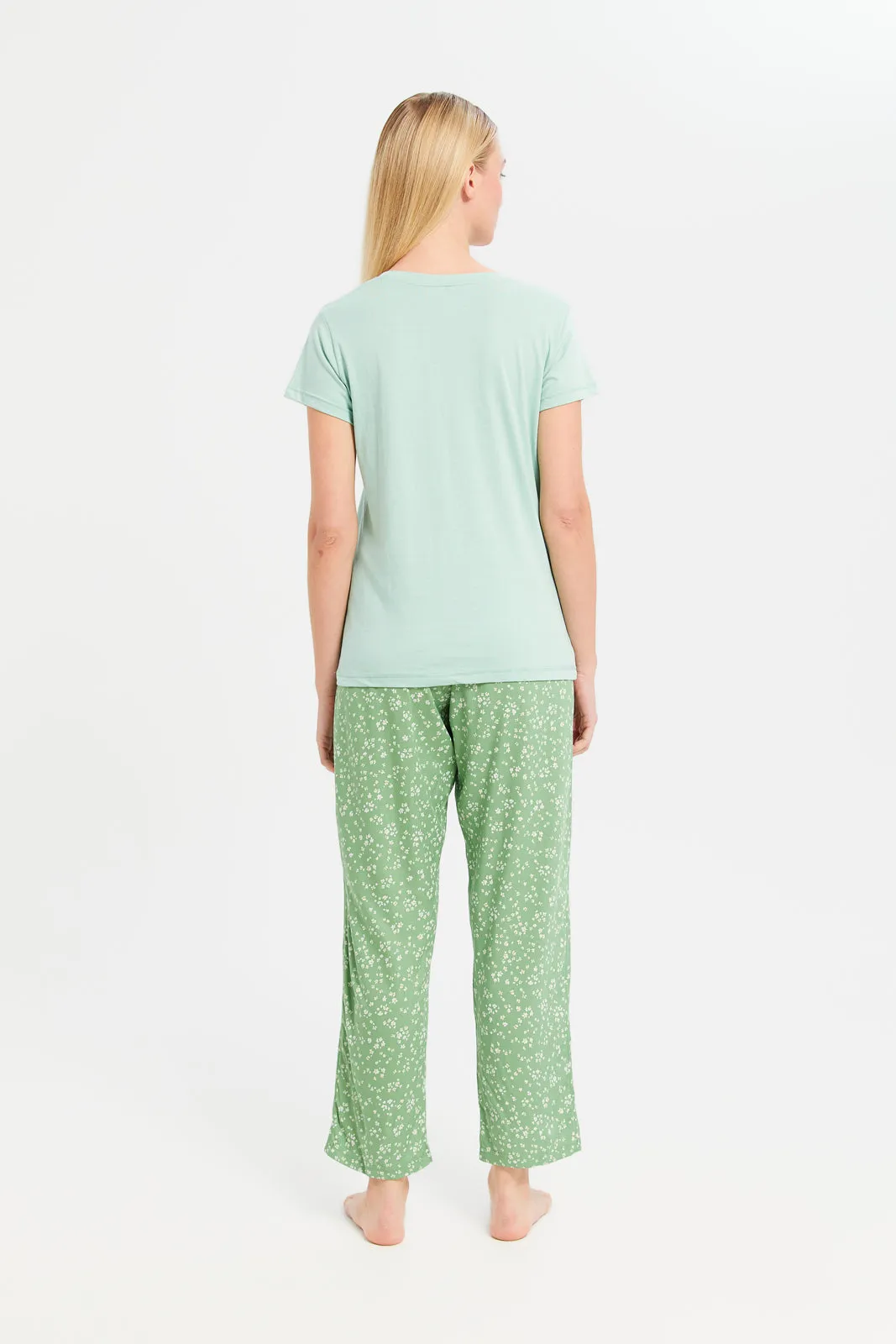 Women Mint And Green Printed Pajama Set (2 Piece) sold by Redtag product image thumbnail 4