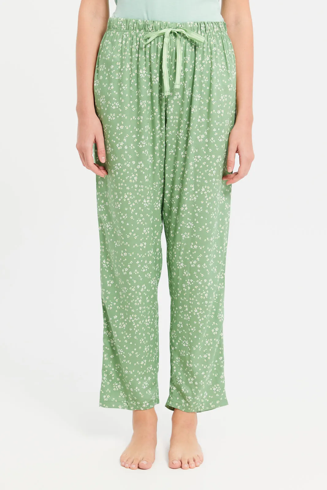 Women Mint And Green Printed Pajama Set (2 Piece) sold by Redtag product image thumbnail 3