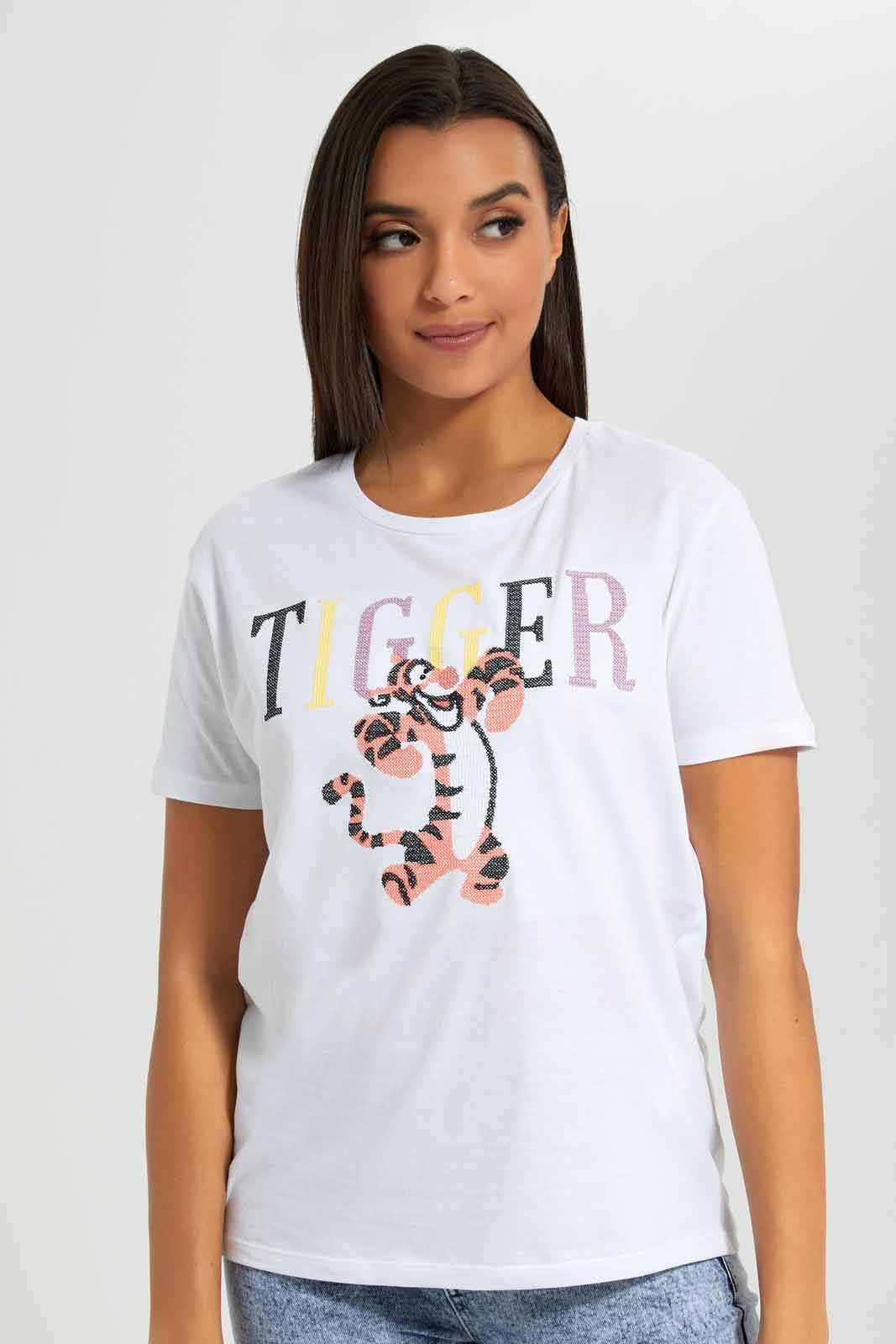 White Tiger Print T-Shirt For Women sold by Redtag