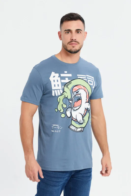Men Blue Toothpaste Print Graphic T-Shirt sold by Redtag