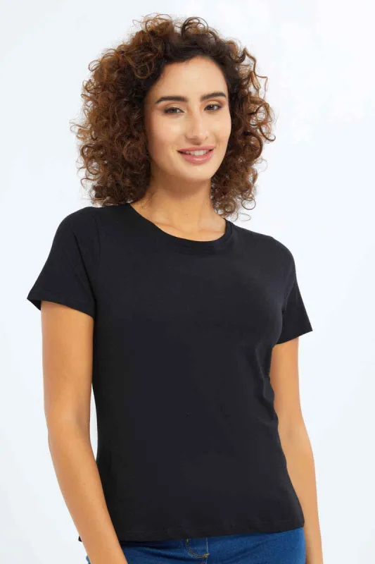 Black Short Sleeve Crew Neck T-Shirt sold by Redtag