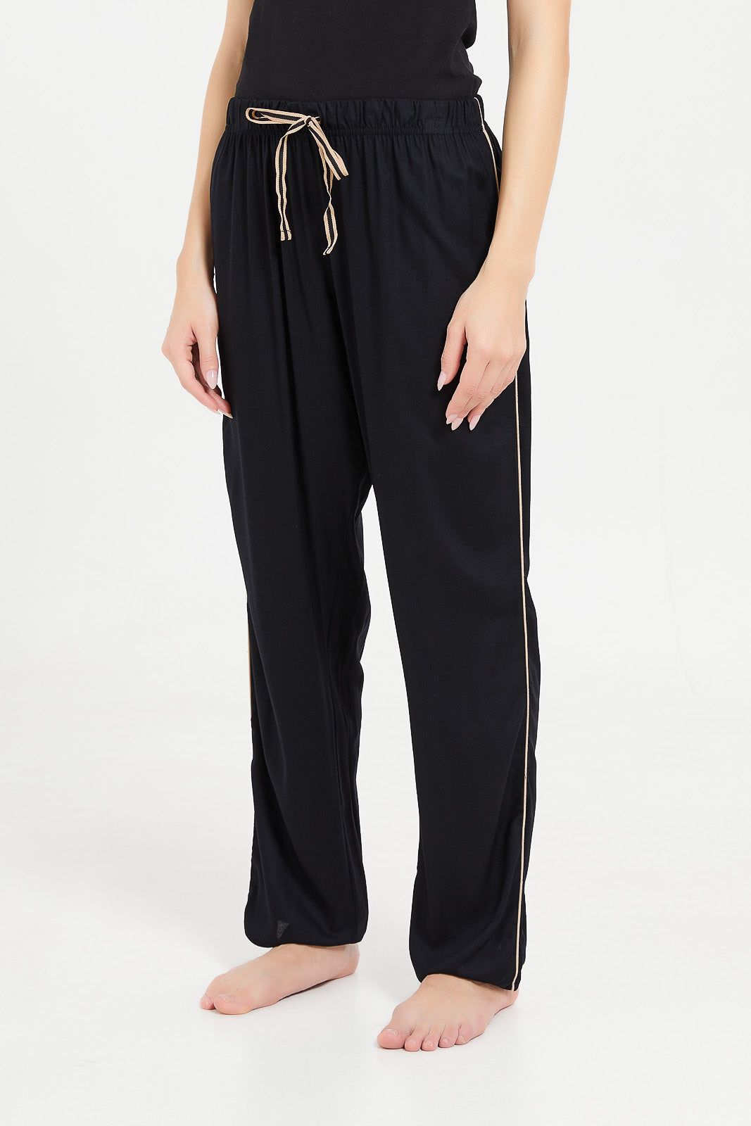 Women Black Woven Pyjama Bottom sold by Redtag