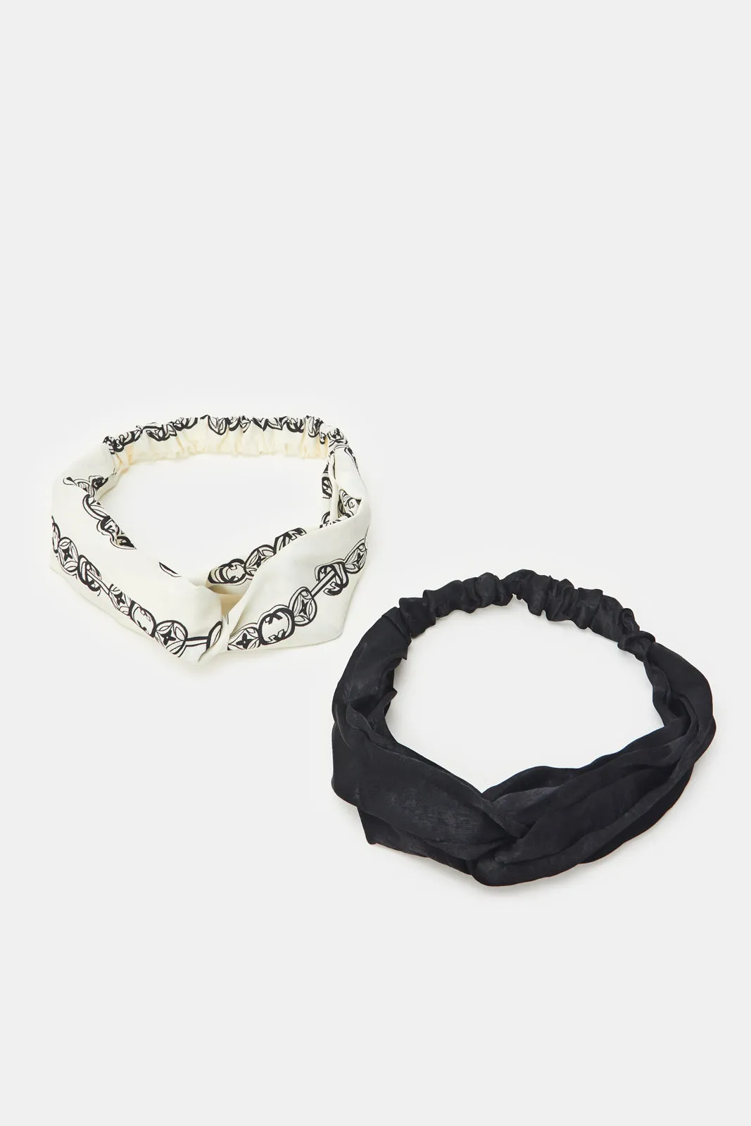 Women White And Black Printed Hair Wrap Set (2 Piece) sold by Redtag