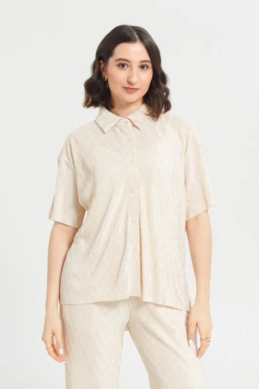 Plisse Button Front Blouse made by Redtag