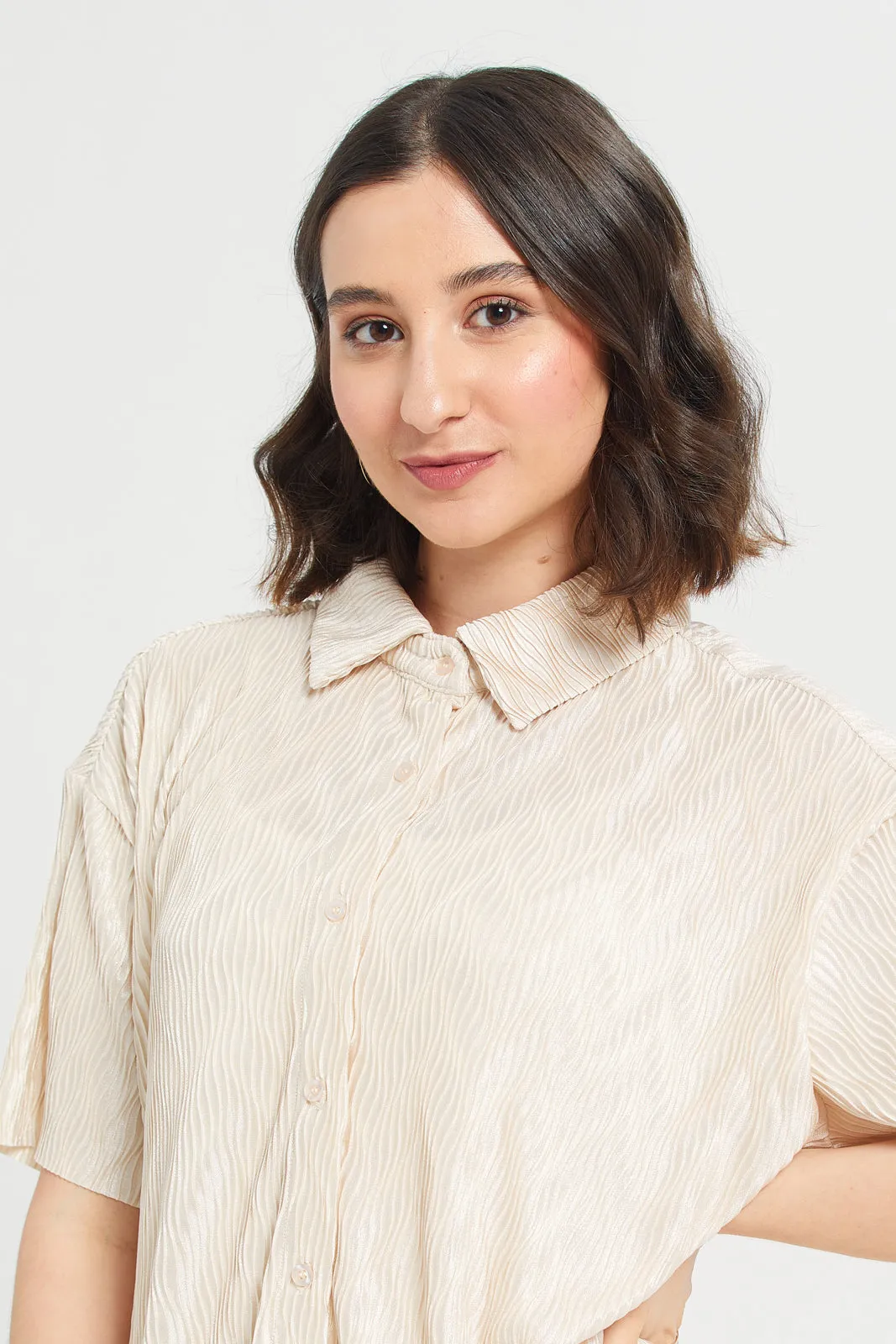 Plisse Button Front Blouse sold by Redtag product image thumbnail 4