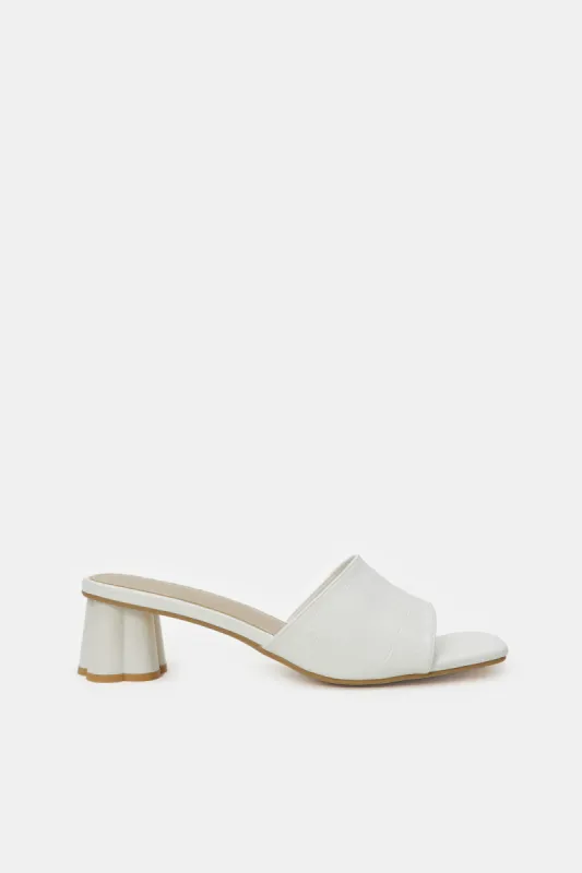 Women White Textured Special Heel Mule sold by Redtag