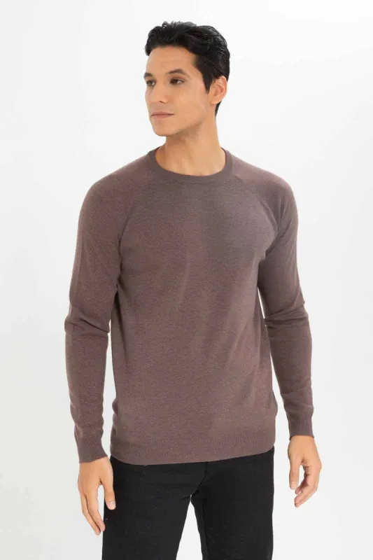 Men Brown Crew Neck Pullover sold by Redtag