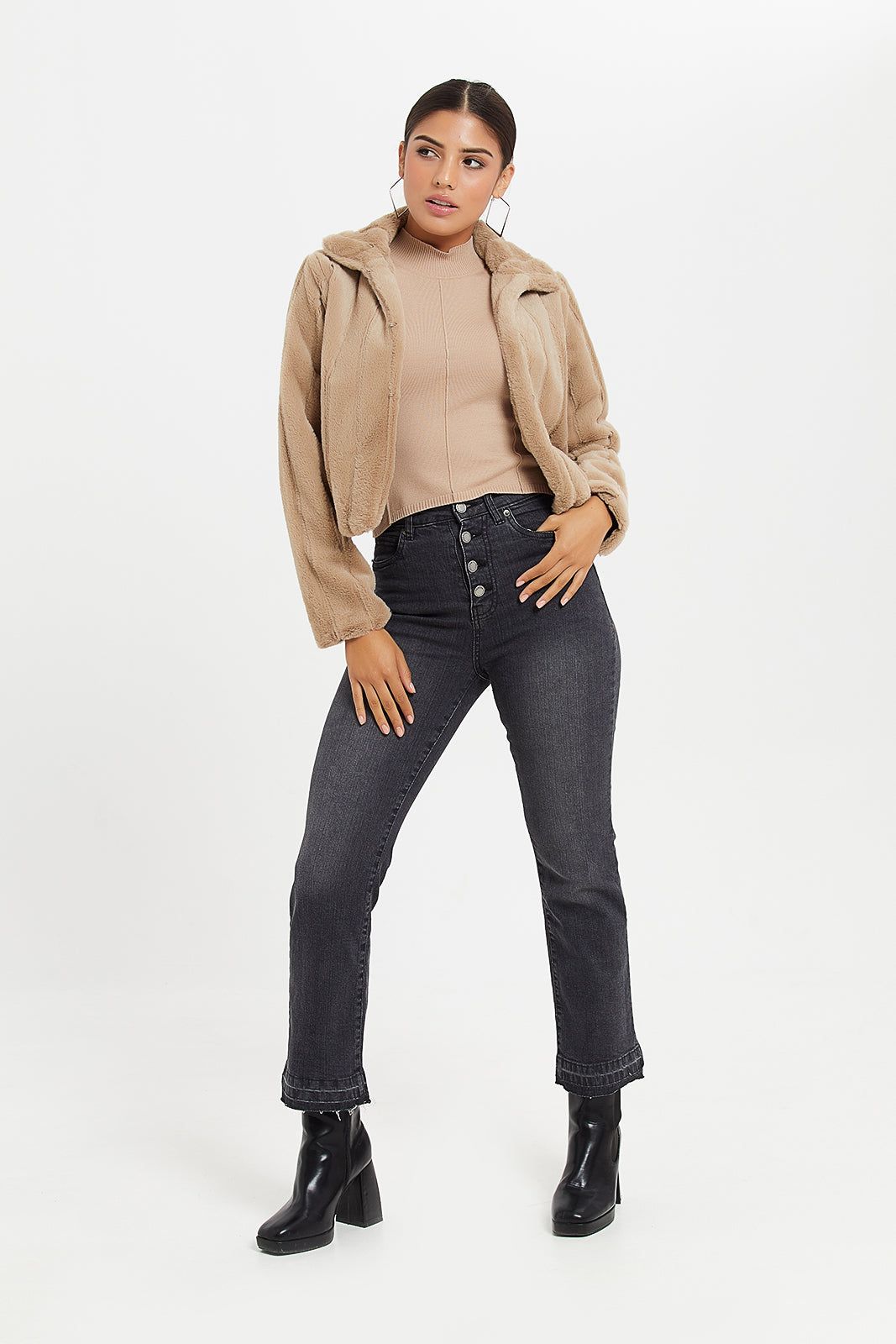 Women Beige Fur Jacket sold by Redtag product image thumbnail 2