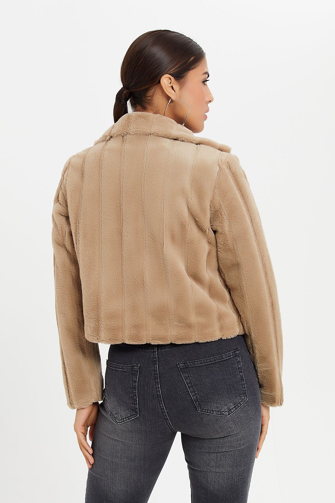 Women Beige Fur Jacket sold by Redtag product image thumbnail 3