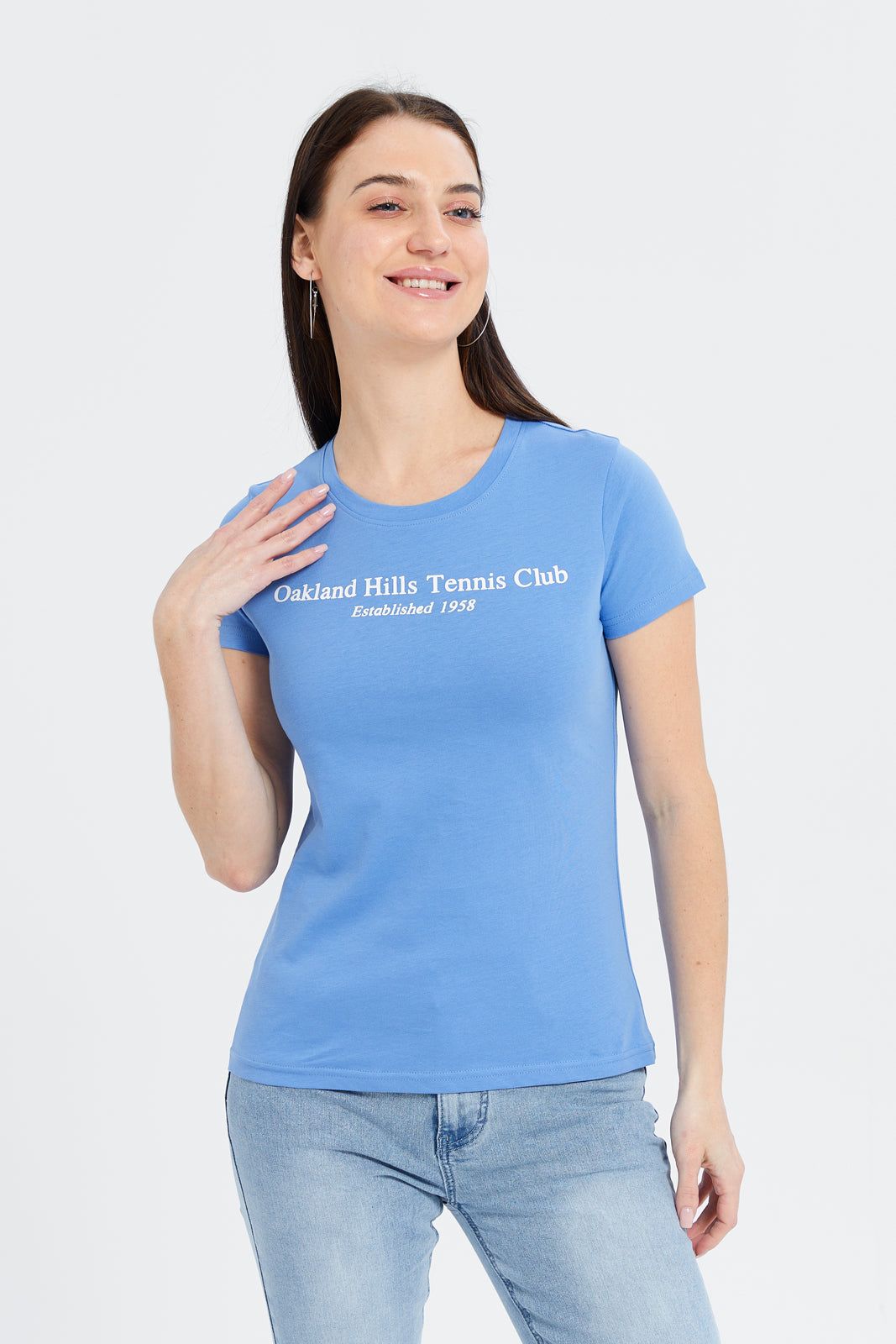 Women Blue Oackland Printed T-Shirt sold by Redtag