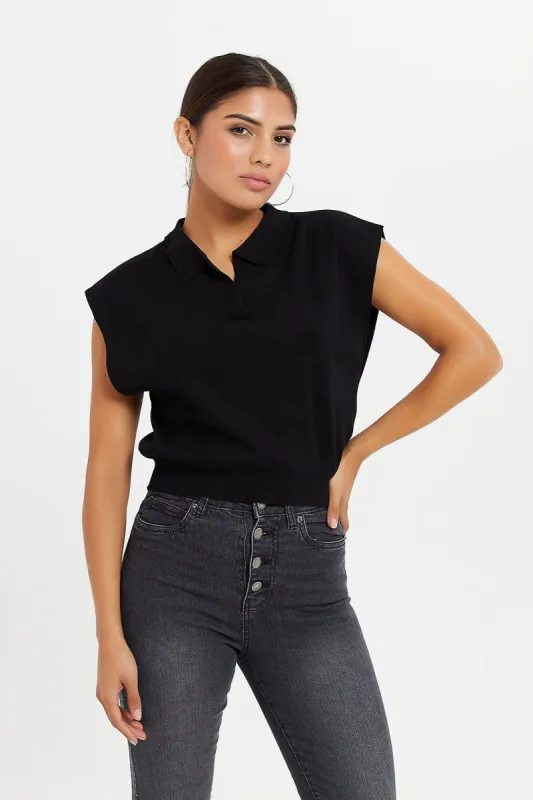 Women Black Plain Shirt Top sold by Redtag