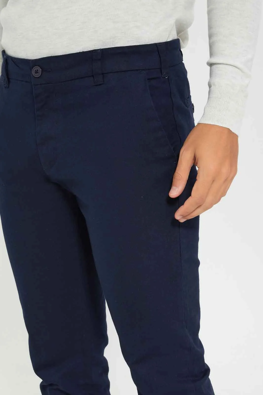Men Navy Straight Fit Chino sold by Redtag product image thumbnail 4