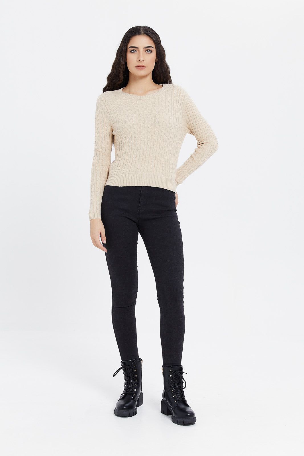 Women Beige Knitted Pullover sold by Redtag product image thumbnail 2