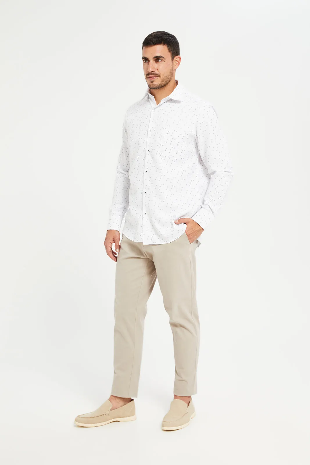 Men White Printed Formal Shirt sold by Redtag product image thumbnail 2