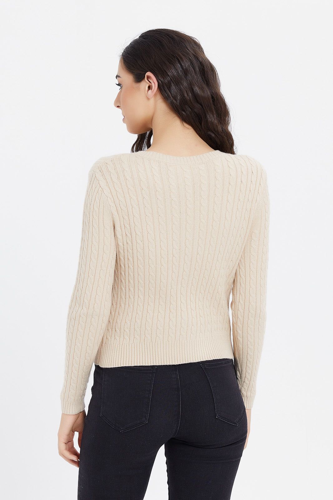 Women Beige Knitted Pullover sold by Redtag product image thumbnail 3