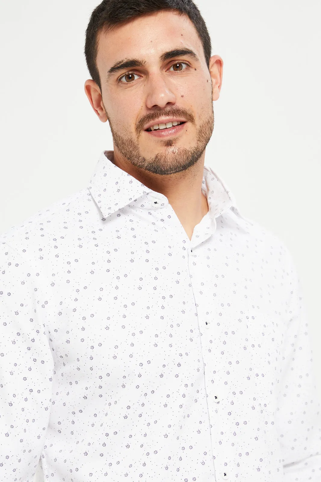 Men White Printed Formal Shirt sold by Redtag product image thumbnail 4