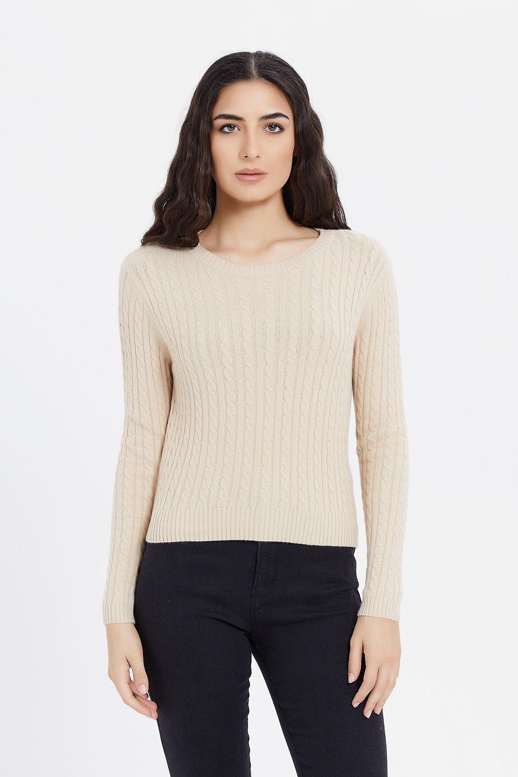 Women Beige Knitted Pullover sold by Redtag
