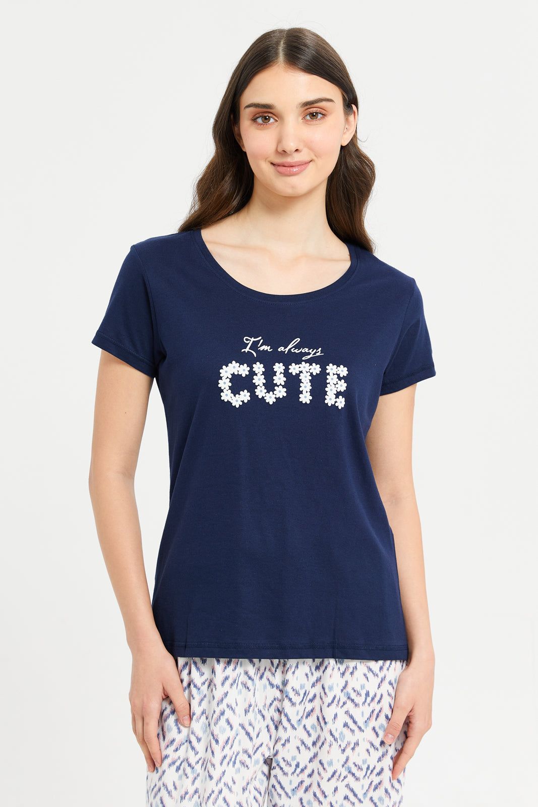 Women Navy Printed Pyjama Set (2 Piece) sold by Redtag product image thumbnail 2