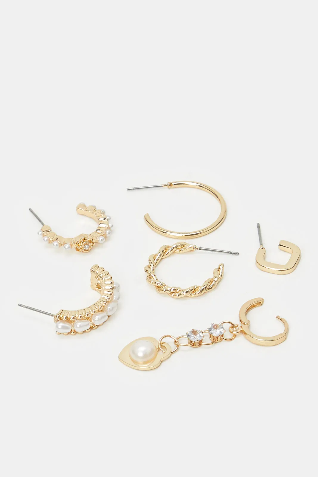 Women Gold Embellished Earrings Set (6 Pairs) sold by Redtag product image thumbnail 2