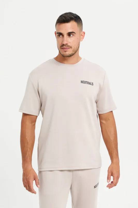 Men Beige Printed Short Sleeve Active T-Shirt sold by Redtag