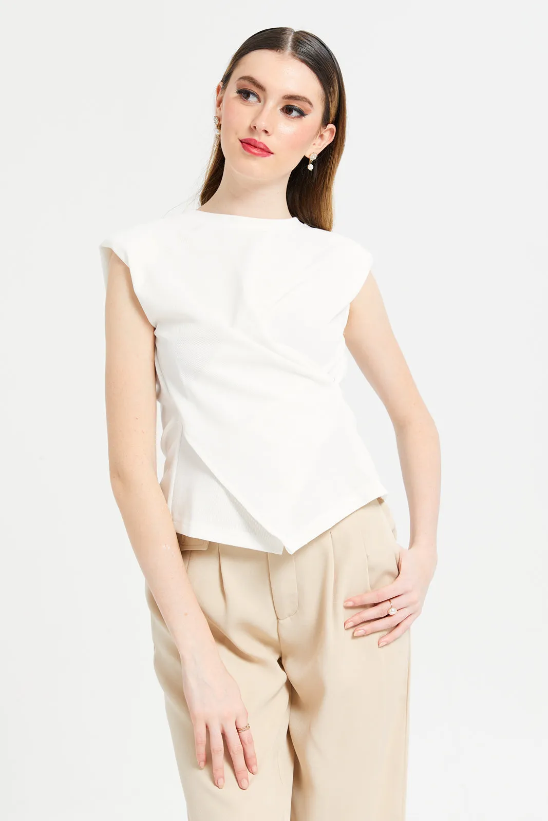 Women Ivory Textured Top sold by Redtag