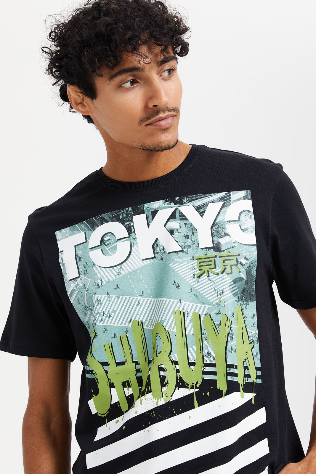 Men Black Tokyo Print T-Shirt sold by Redtag product image thumbnail 4