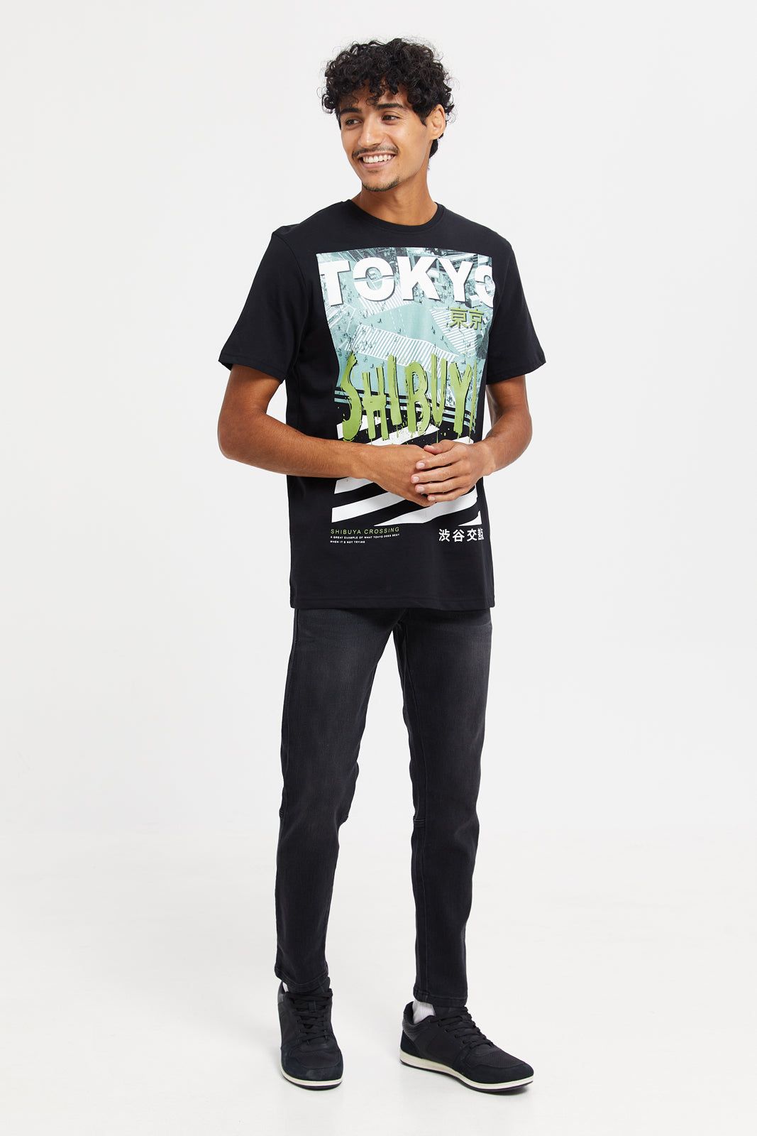 Men Black Tokyo Print T-Shirt sold by Redtag product image thumbnail 2