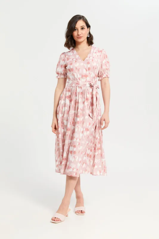 Woman Pink Printed Dress sold by Redtag