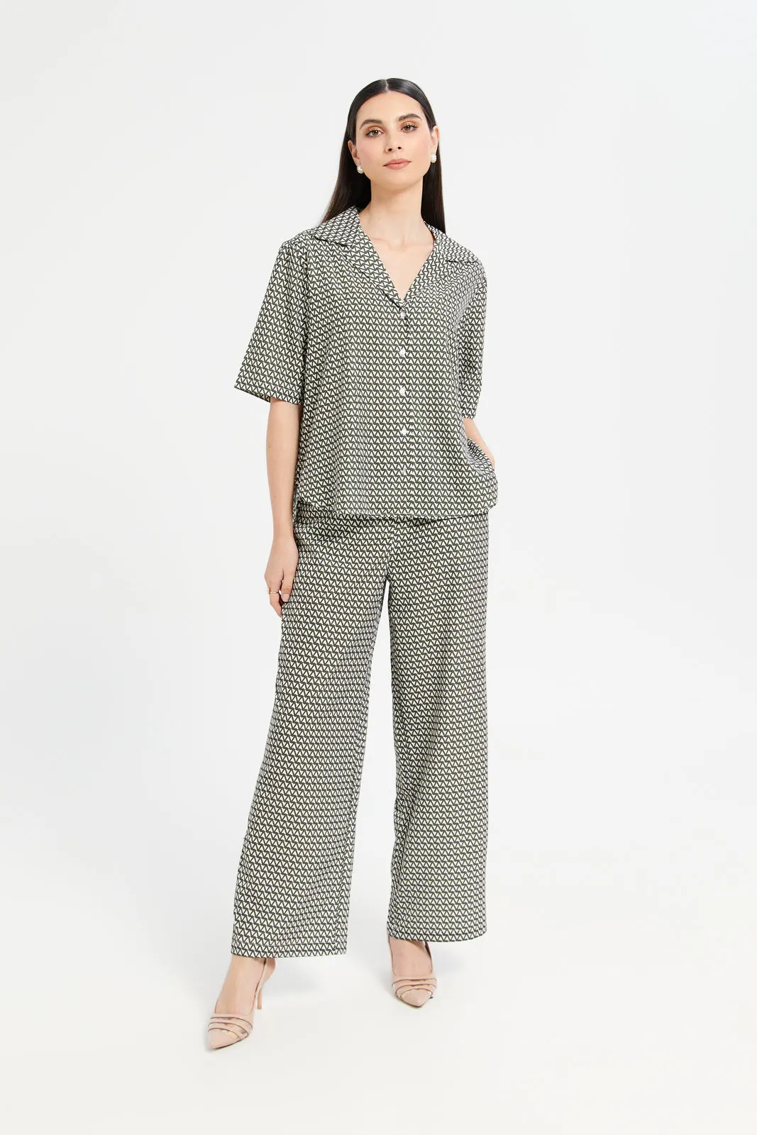 Women Beige Geometric Printed Shirt sold by Redtag product image thumbnail 2