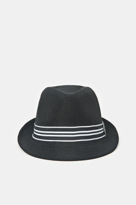 Men Black Fedora Hat With Band sold by Redtag
