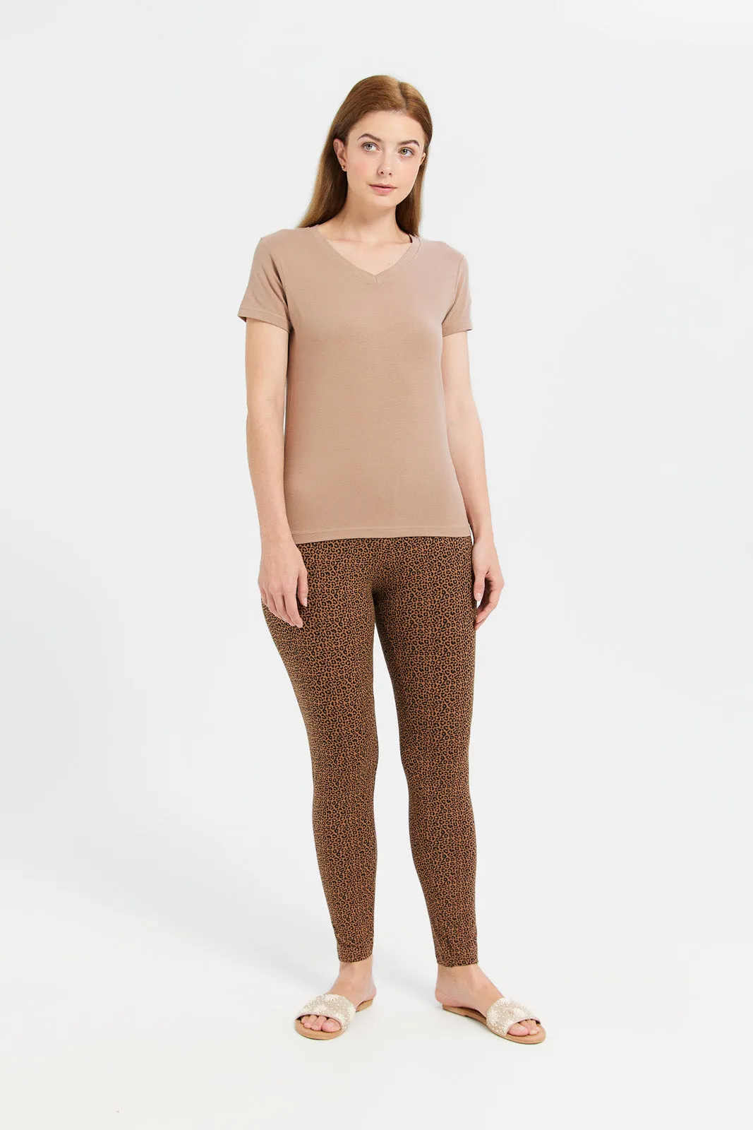 Women Brown Printed Leggings sold by Redtag product image thumbnail 2