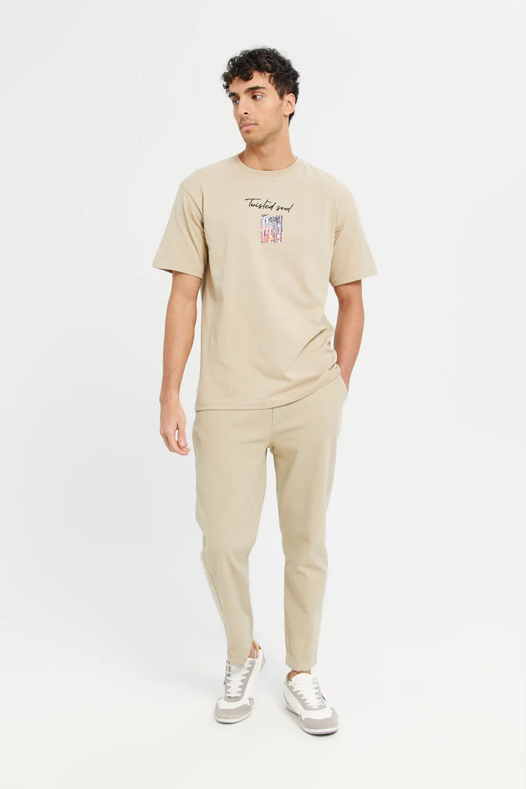 Men Beige Printed T-Shirt sold by Redtag product image thumbnail 2