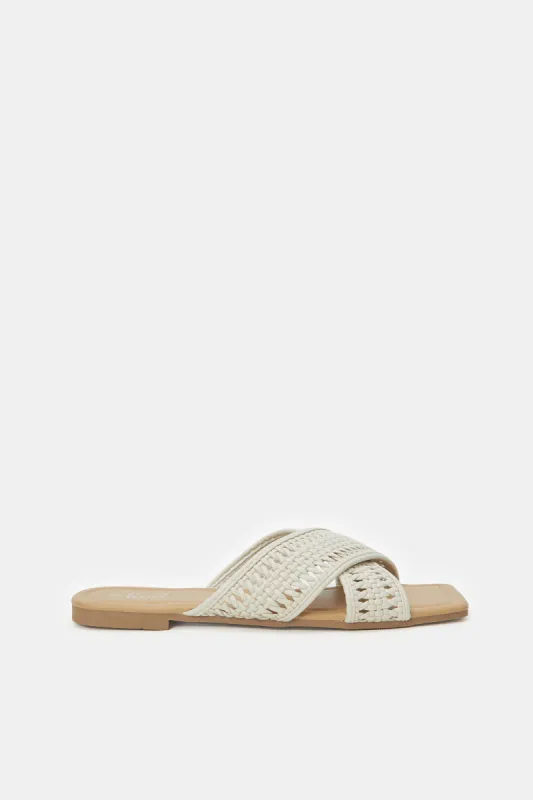 Women Beige Cross Over Mule sold by Redtag