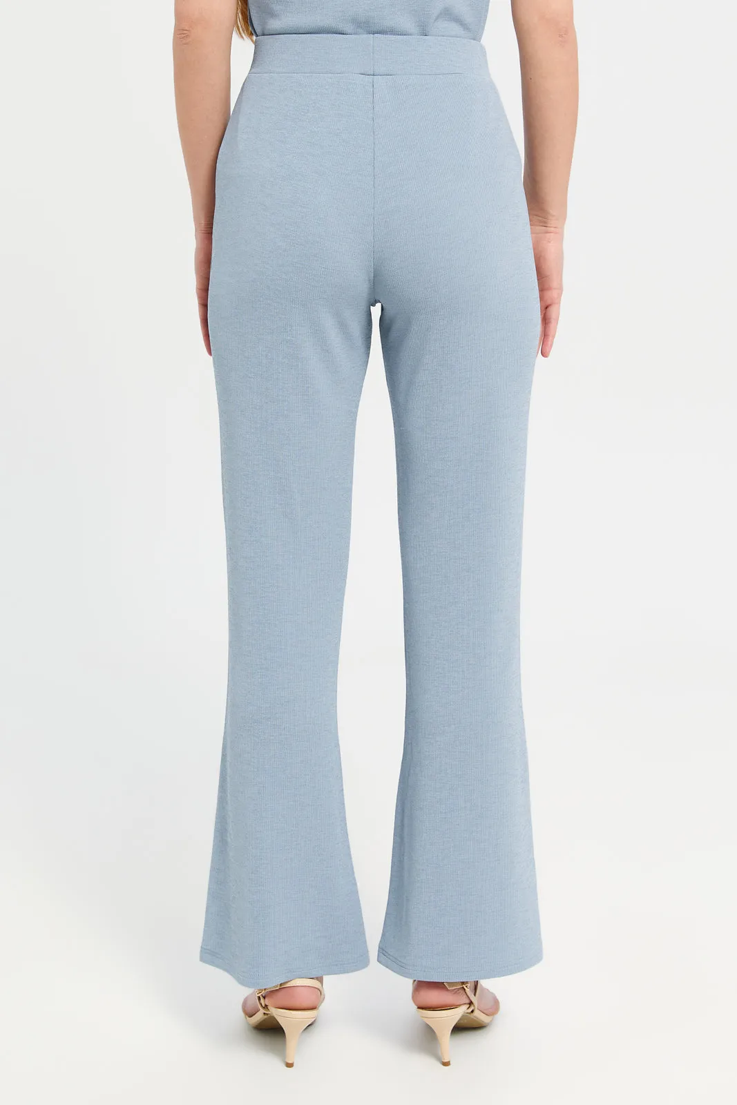 Women Blue Ribbed Trousers sold by Redtag product image thumbnail 3