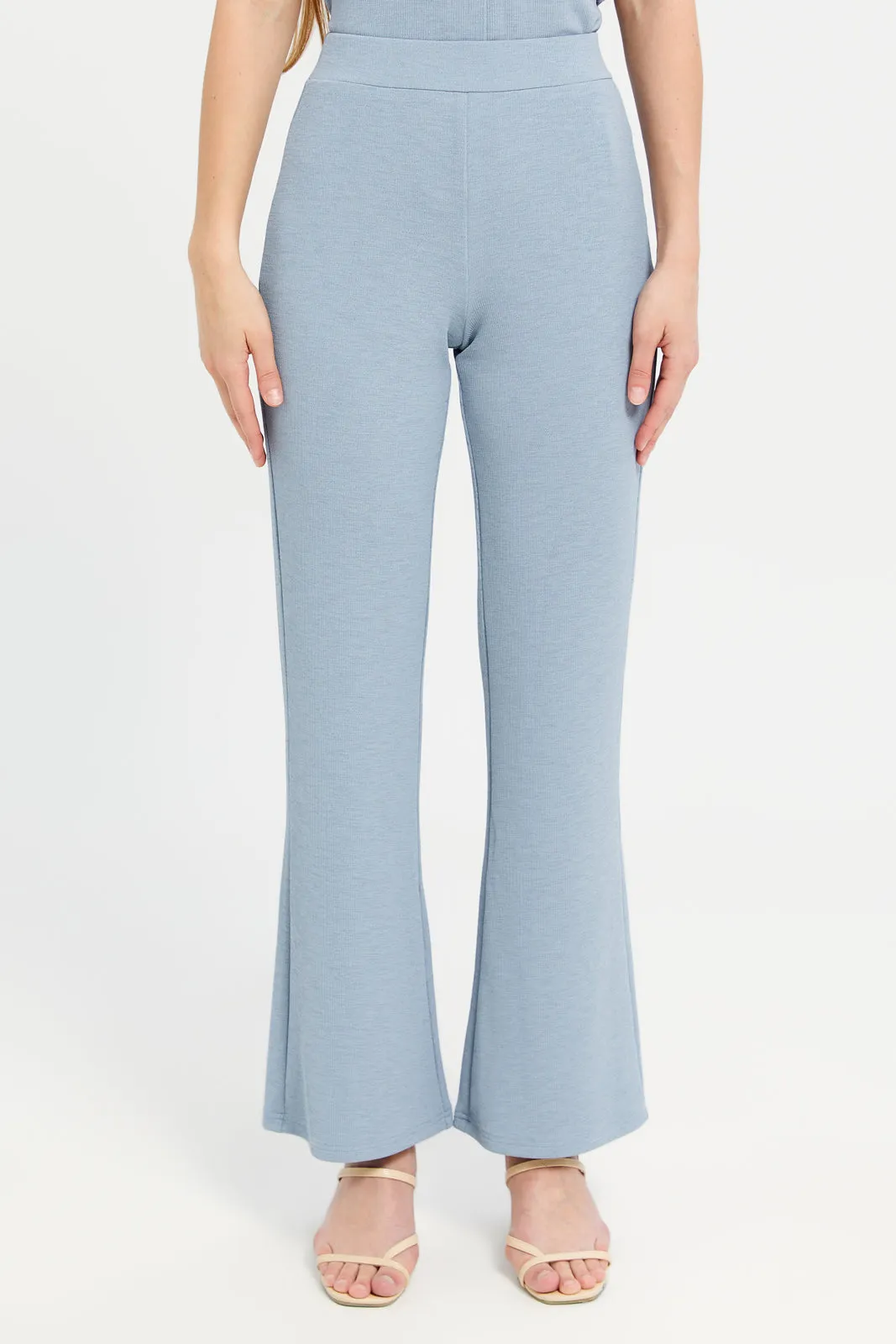 Women Blue Ribbed Trousers sold by Redtag