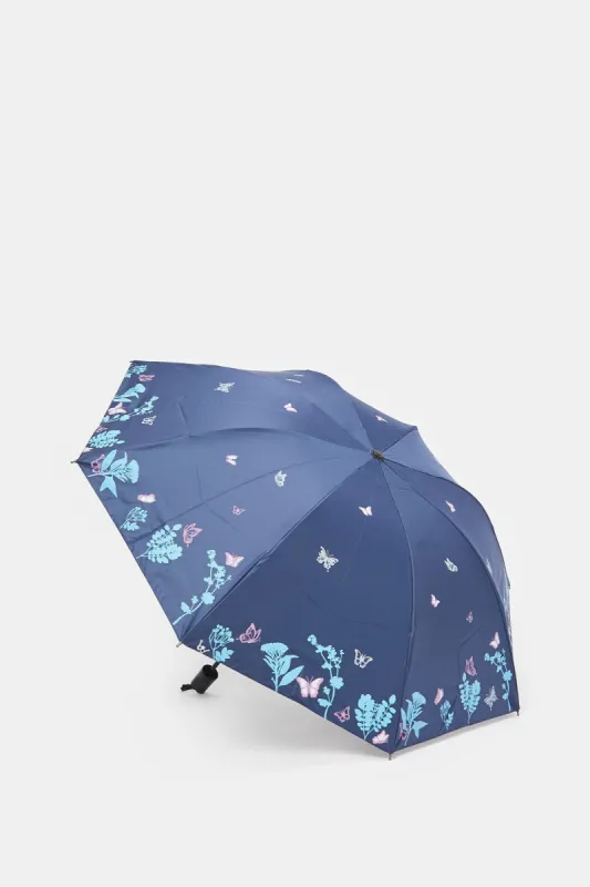 Blue Butterfly Print Umbrella sold by Redtag