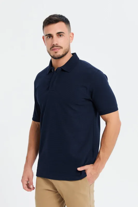 Men Navy Ottoman Polo Shirt sold by Redtag