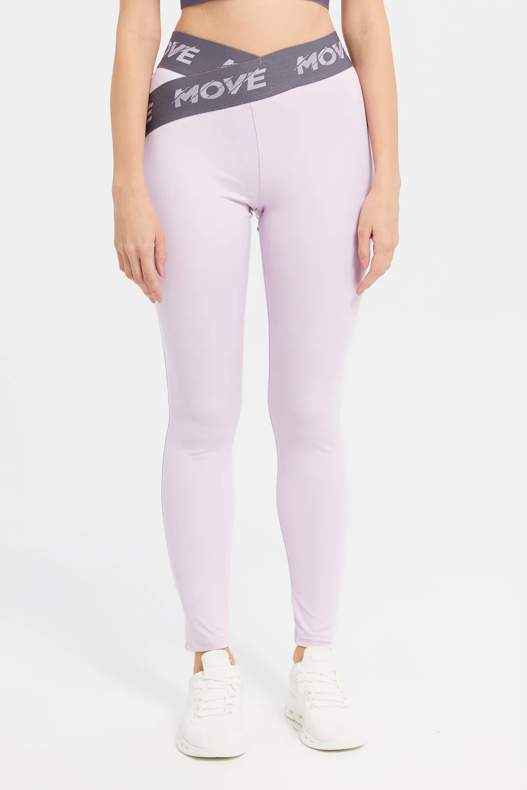 Women Lilac Active Legging With Tape Detailing sold by Redtag