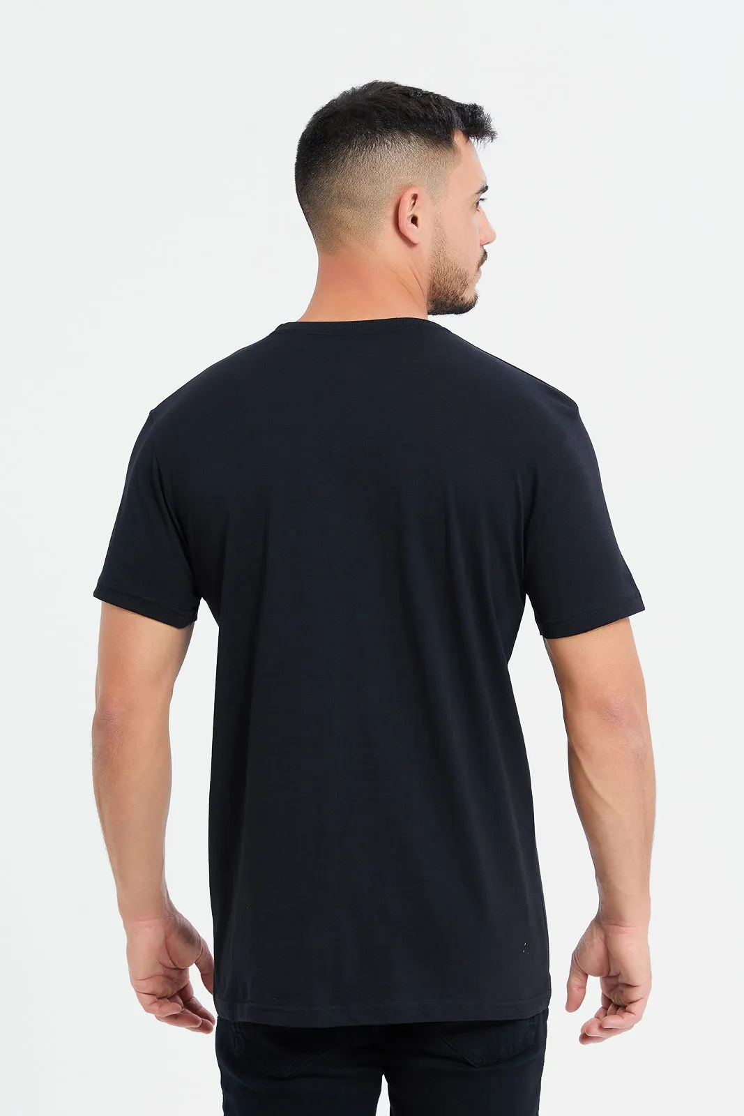 Men Black Graphic T-Shirt sold by Redtag product image thumbnail 3
